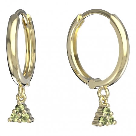 BeKid, Gold kids earrings -773 - Switching on: Circles 15 mm, Metal: Yellow gold 585, Stone: Green cubic zircon