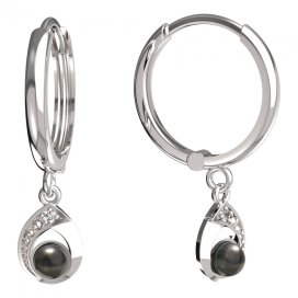 BeKid dětské náušnice 1242 s černou perlou Bílé zlato - 585 Diamant