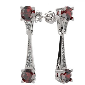 BG náušnice s vltavínem 985 Bílé zlato - 585 Granát a diamant
