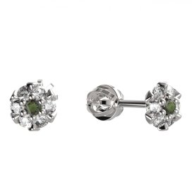 BG vltavínové náušnice 879 Bílé zlato - 585 Vltavín a diamant
