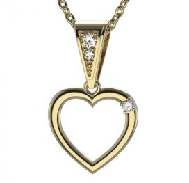 BG zlatý diamantový přívěšek srdíčko 1260 Žluté zlato - 585 Diamant lab-grown