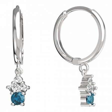 BeKid, Gold kids earrings -159 - Switching on: Circles 15 mm, Metal: White gold 585, Stone: Light blue cubic zircon