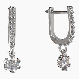 BG zlaté diamantové náušnice 870 Bílé zlato - 585 Diamant lab-grown