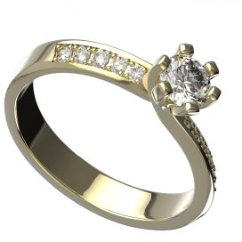 BG zlatý prstýnek 1124 /zásnubní-snubní/ Žluté zlato - 585 Diamant