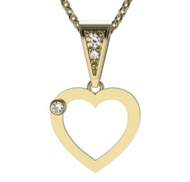 BG zlatý diamantový přívěšek srdíčko 1551 Žluté zlato - 585 Diamant lab-grown