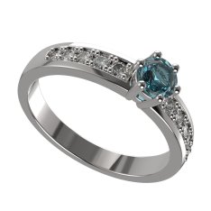 BG prstýnek 1453 /zásnubní-snubní/ Bílé zlato - 585 Světle modrý kubický zirkon