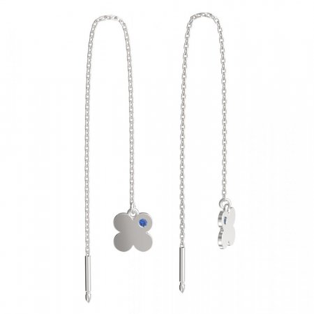BeKid, Gold kids earrings -828 - Switching on: Chain 9 cm, Metal: White gold 585, Stone: Dark blue cubic zircon