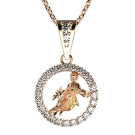 Zlatý přívěsek znamení Panna s lab-grown diamantem, růžové zlato 585 – 052 (Zd14052I2)