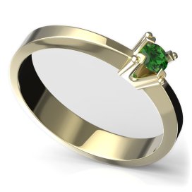 BG zlatý prstýnek 779 Žluté zlato - 585 Zelený kubický zirkon