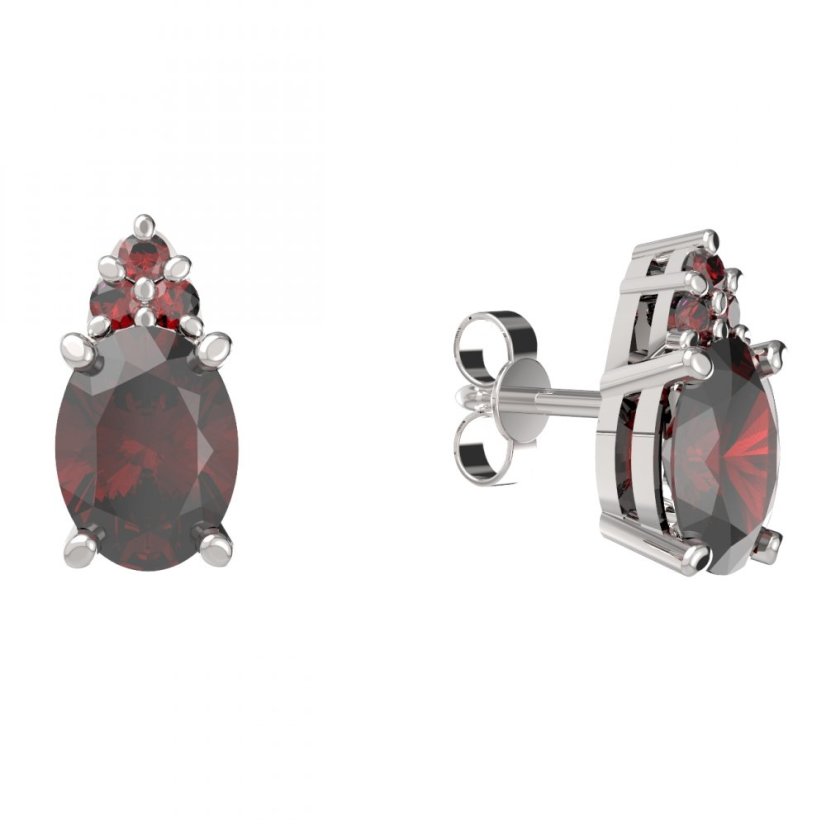 BG náušnice přírodní granát  712+ Stříbro 925 - rhodium Granát