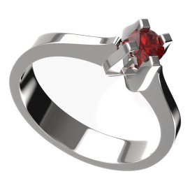 BG zlatý prstýnek 769 Bílé zlato - 585 Červený kubický zirkon