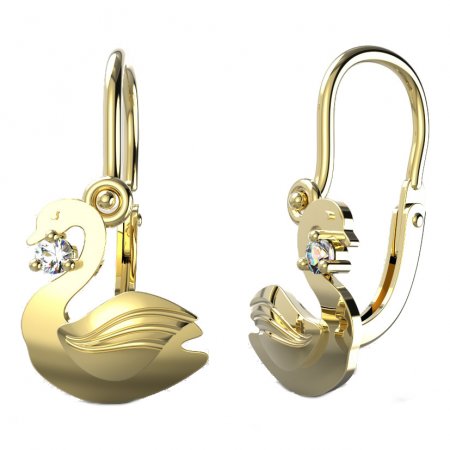 BeKid, Gold kids earrings -1278 - Switching on: Brizura 0-3 roky, Metal: Yellow gold 585, Stone: White cubic zircon