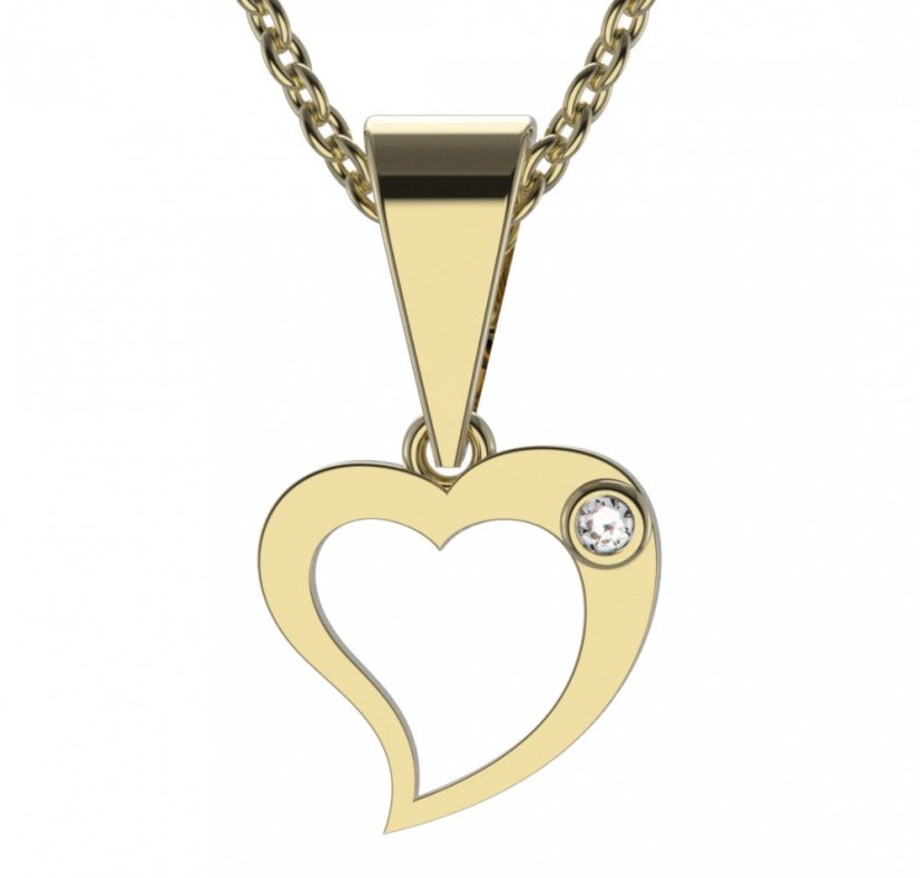 BG zlatý diamantový přívěšek srdíčko 1269 Žluté zlato - 585 Diamant lab-grown