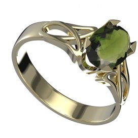 BG vltavínový prsten 1466 Žluté zlato - 585 Vltavín