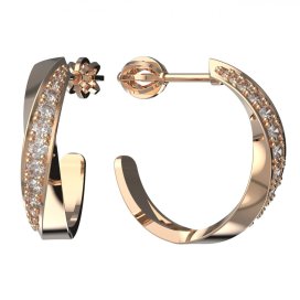 BG zlaté náušnice polokruh 1361 Růžové zlato 585 (30-90dní) Bílý kubický zirkon