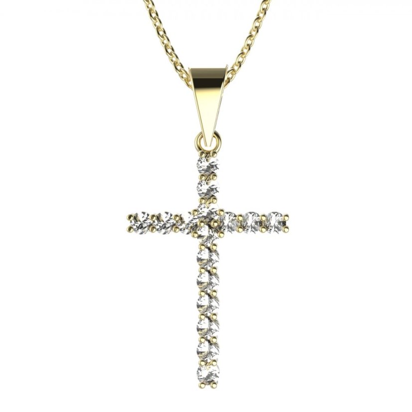 BG zlatý diamantový přívěšek křížek 259 Žluté zlato - 585 Diamant lab-grown