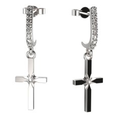 BG zlaté  náušnice křížek 1108 Bílé zlato - 585 Diamant