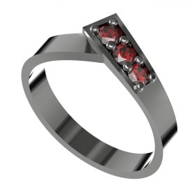 BG prsten broušený granát nebo vltavín 680 Stříbro 925 - ruthenium (30-90dní) Granát