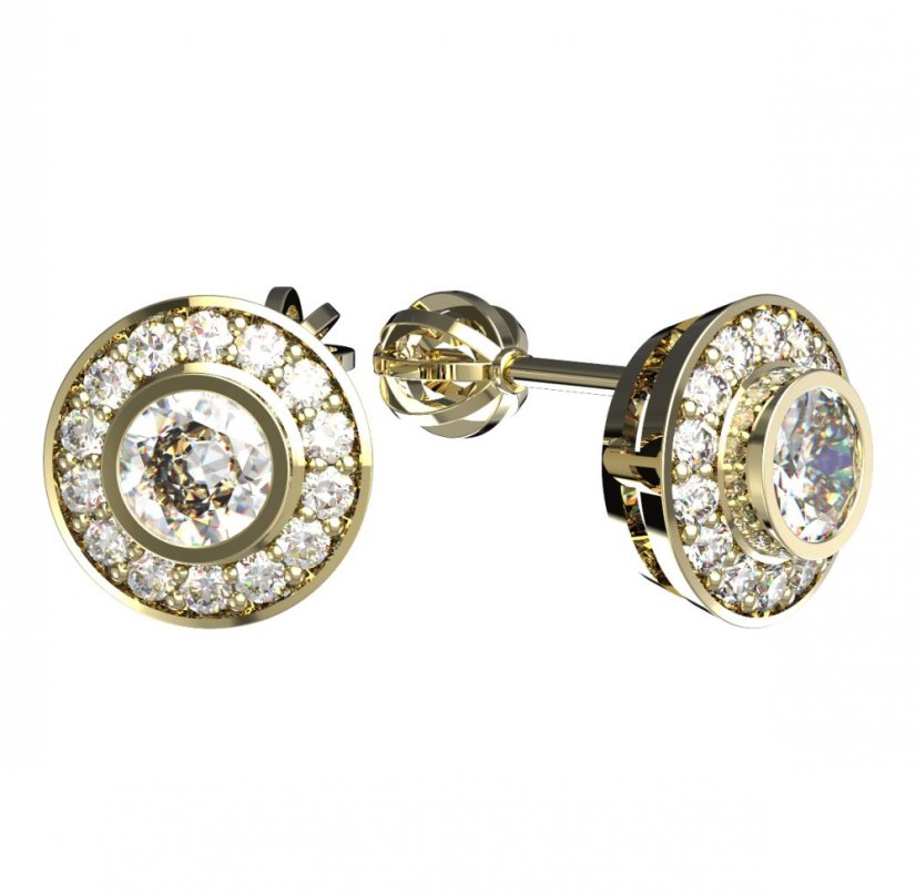 BG zlaté náušnice -  754 Žluté zlato - 585 Diamant
