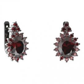 BG náušnice s centrálním oválným kamenem 516-87 Stříbro 925 - ruthenium (30-90dní) Granát