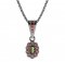 BG pendant oval 455-2 - Metal: Silver 925 - rhodium, Stone: Moldavit and garnet