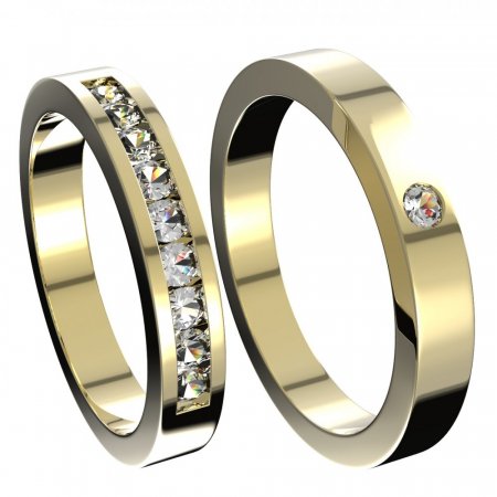 BG zlatý diamantový snubní prsten 655/m17 - Kov: Žluté zlato 585, Kámen: Diamant lab-grown