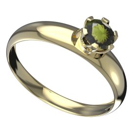 BG vltavínový prsten 870T Žluté zlato - 585 Vltavín