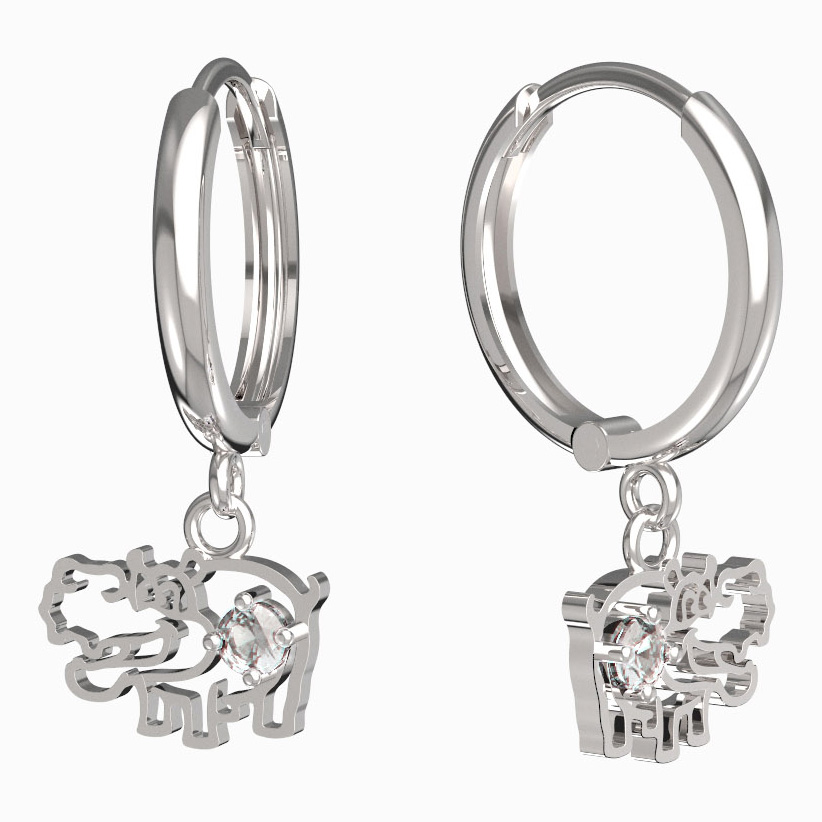 BeKid dětské náušnice hrošík 1188 Bílé zlato - 585 Diamant