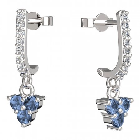 BeKid, Gold kids earrings -776 - Switching on: Pendant hanger, Metal: White gold 585, Stone: Light blue cubic zircon