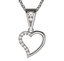 BG zlatý diamantový přívěšek srdíčko 1250 Bílé zlato - 585 Diamant lab-grown