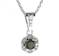 BG přívěs kulatý 994-2 Stříbro 925 - rhodium Vltavín a  kubický zirkon