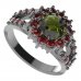 BG prsten kulatý 098-Y - Kov: Stříbro 925 - rhodium, Kámen: Vltavín a granát