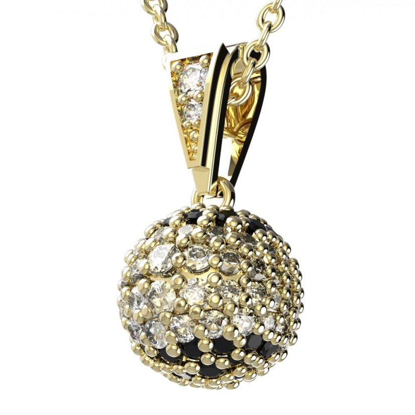 BG zlatý přívěšek - Tenisák 798 Žluté zlato - 585 Bílý a černý diamant