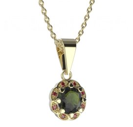 BG přívěs kulatý 993-0 Stříbro 925 - pozlacené Vltavín a granát