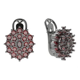 BG  náušnice 009-R7 oválné Stříbro 925 - ruthenium (30-90dní) Granát