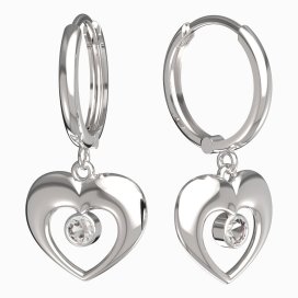 BeKid dětské náušnice srdíčko 610 Bílé zlato - 585 Diamant