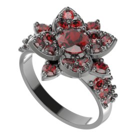 BG prsten 735-X oválného tvaru Stříbro 925 - ruthenium (30-90dní) Granát