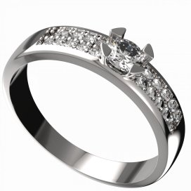 BG zlatý diamantový prstýnek 884 F Bílé zlato - 585 Diamant lab-grown