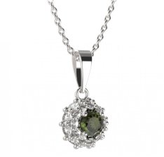 BG přívěs kulatý 751-0 Stříbro 925 - rhodium Vltavín a  kubický zirkon