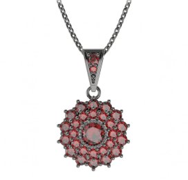 BG přívěs kulatý 004-1 Stříbro 925 - ruthenium (30-90dní) Granát