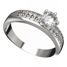 BG zlatý prstýnek 875 F Bílé zlato - 585 Diamant