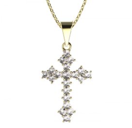 BeKid dětský přívěšek křížek 263 Žluté zlato - 585 Diamant
