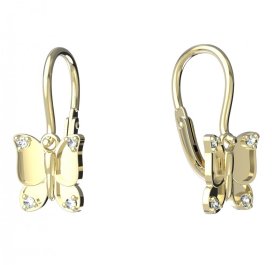 BeKid dětské náušnice motýlek 845 Žluté zlato - 585 Diamant
