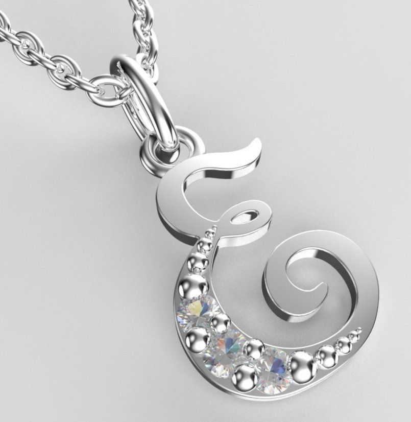 BeKid dětský zlatý přívěsek písmenko E - 1514 Bílé zlato - 585 Diamant