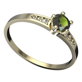 BG vltavínový prsten 874J Žluté zlato - 585 Vltavín a diamant