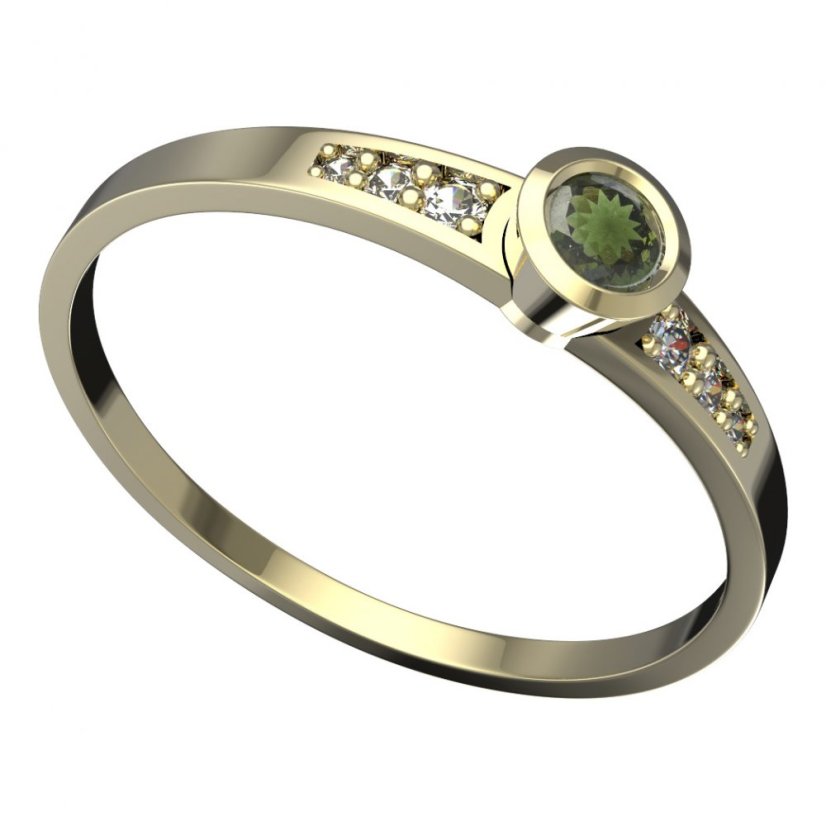 BG vltavínový prsten 551J Žluté zlato - 585 Vltavín a diamant