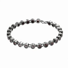BG náramek přírodní broušený granát   738 Stříbro 925 - ruthenium (30-90dní) Granát