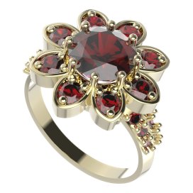 BG prsten 698-X oválného tvaru Stříbro 925 - pozlacené Granát