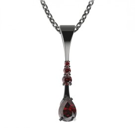 BG přívěs s centrálním kapkovitým kamenem 495-B Stříbro 925 - ruthenium (30-90dní) Granát