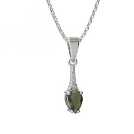 BG přívěs vsazen vltavín  625 Bílé zlato - 585 Vltavín a diamant